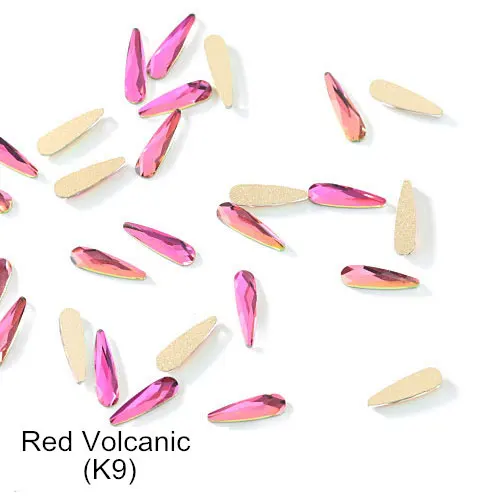 Red Volcanic 20 шт./пакет K9 красочные каплевидные ногтей стразы Б ез исправлений стразы плоские с оборота с блестками 3D нейл-арта украшения Y3676 - Цвет: Red Volcanic