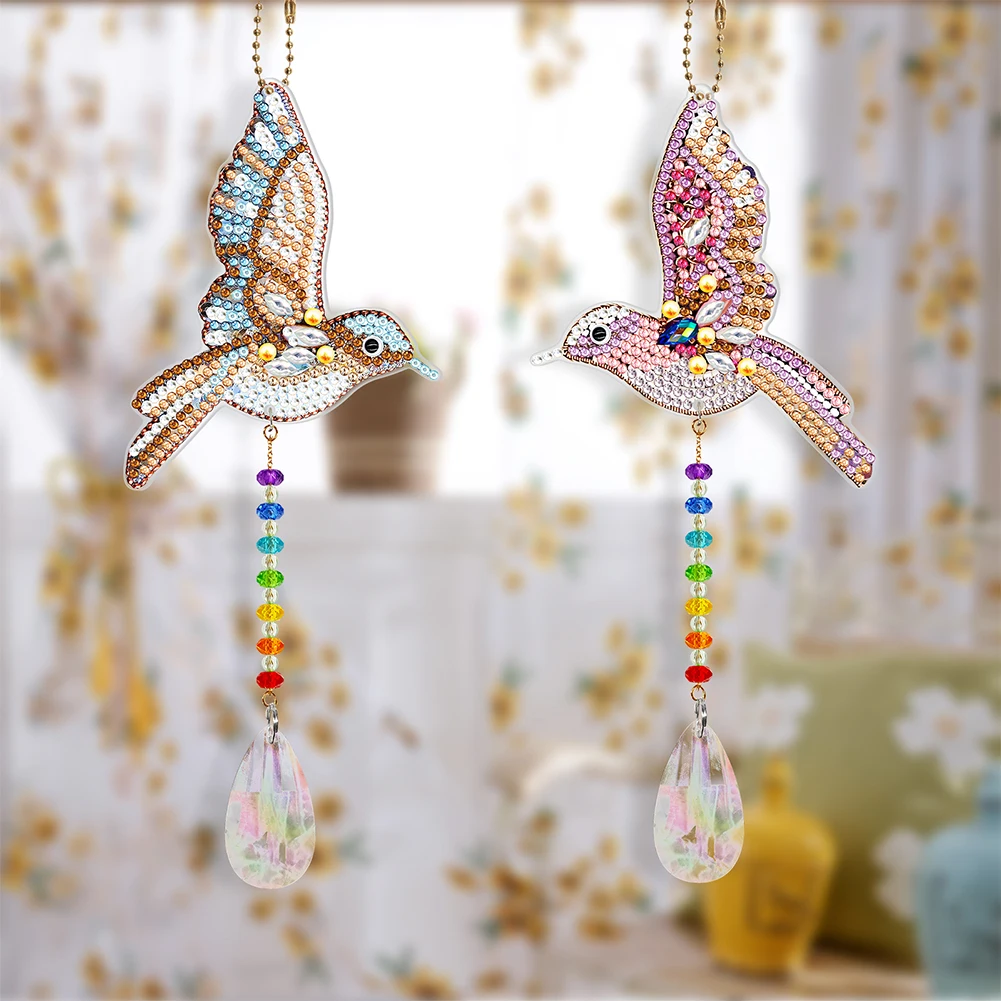 DIY Diamond Painting Crystal Wind Chimes Pendant Sun Light Catching Rainbow Make Jewelry Hanging Mosaic Rhinestone Decor 1/2pcs diamond painting