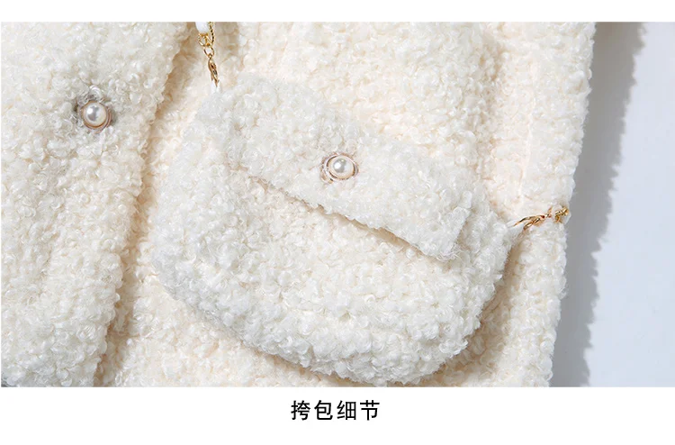 AIBEILING Wool short coat fashion baby collar single breasted tricolor coat Satchel