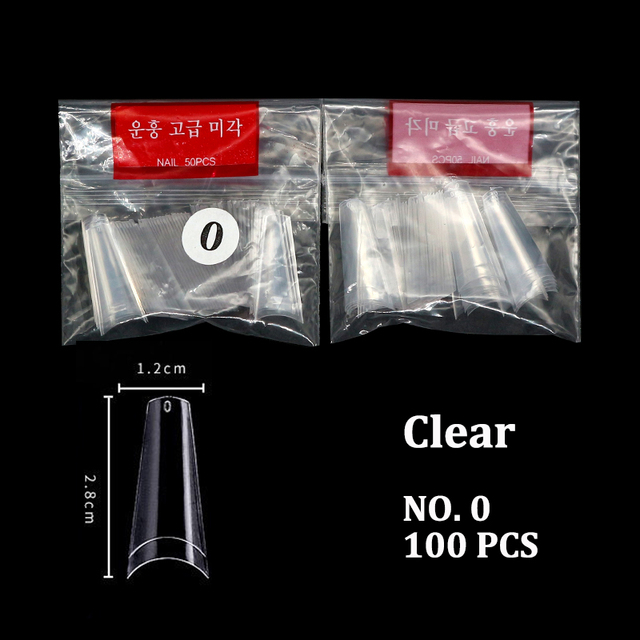 False Nail Art Tips French Half Natural Transparent Coffin Fake Nails Tips Acrylic UV Gel Nail Polish Manicure