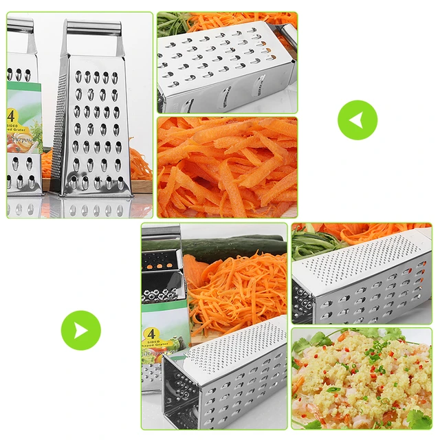 Cheese Grater & Shredder - Stainless Steel - 4 Sided Boxed Grater