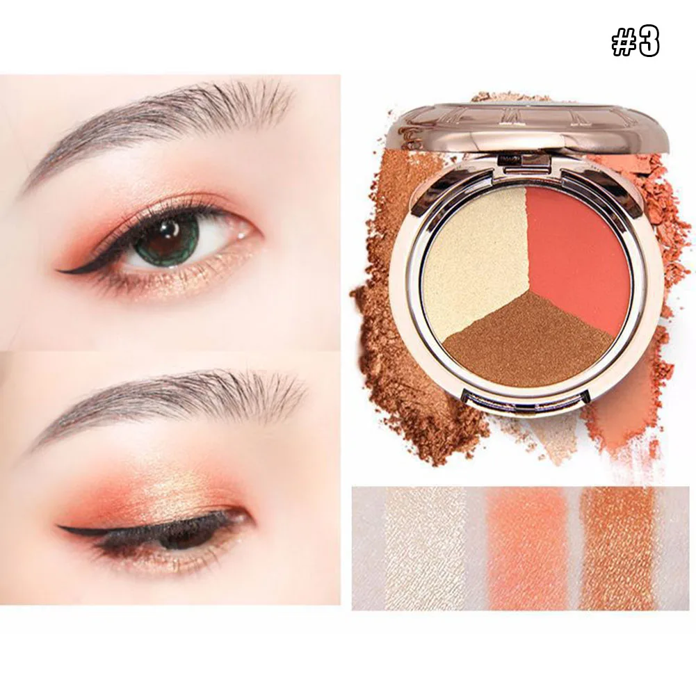 03 3 Colors Matte Glitter Eyeshadow Palette Eye Shadow Powder Pigment Makeup Tool LVS88 - Color: 03