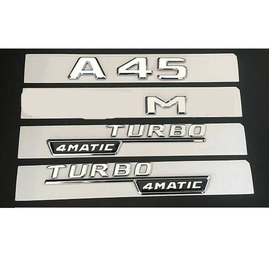 shiny silver Хром для A45 AMG TURBO 4matic Багажник крыло значки-эмблемы для Mercedes - Цвет: shiny silver