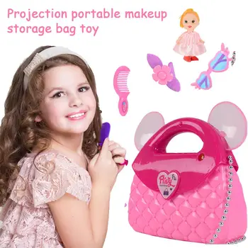 

Plays House Toy Portable Makeup Storage Bag Toy For Children With Electric Light Music Toys For Children Birthday Gifts