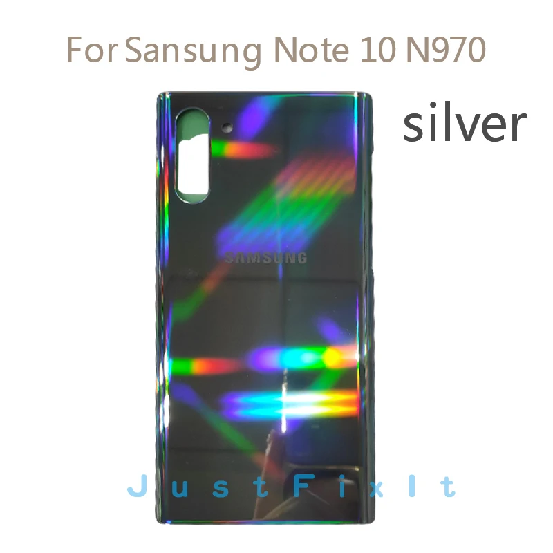 Задняя Батарея Крышка для samsung Galaxy Note10/Note 10 plus pro N970 N970F N970U N975 N975F N975U сзади Стекло чехол - Цвет: Note 10 Silver