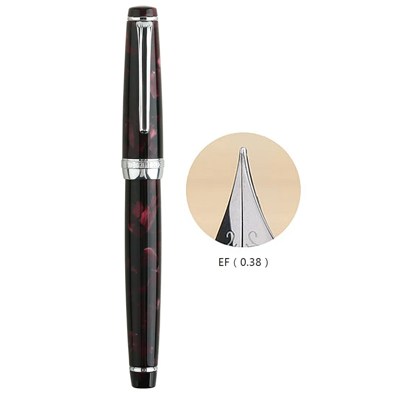 Red-0.38mm Перьевая ручка чернила полностью металлические ручки с зажимом Moonman Delike New Moon Смола перьевая ручка Иридиум дополнительный тонкий наконечник школьные офисные принадлежности - Цвет: Red-0.38mm