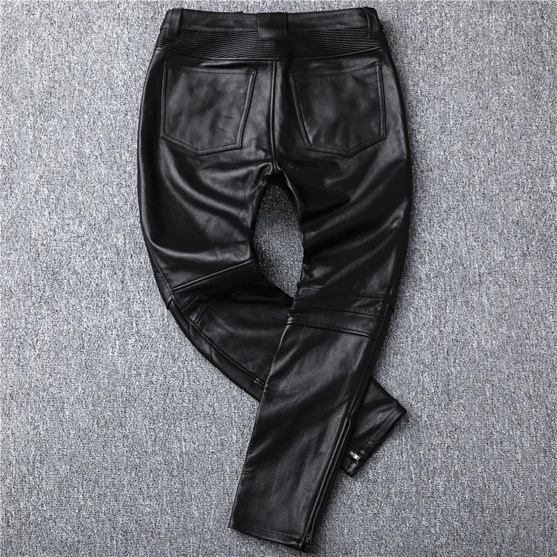 Men's Motorcycle Riding  genuine Leather Motorcycle Pants 2