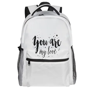 

Text You Are My Love White Backpack College Students Wear Resistance Laptop Backpack Book Bag Casual Sports Bags School Bag