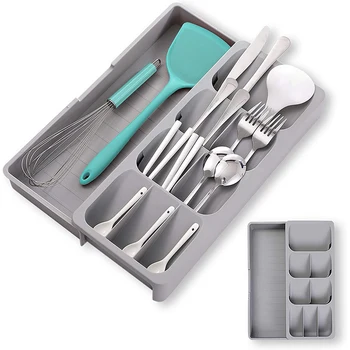 Posate multiuso Posate Utensili da cucina Cassetti Organizzatore Porta blocchi Coltelli Forchette Cucchiaio Bottiglia di spezie Vassoio portaoggetti 1