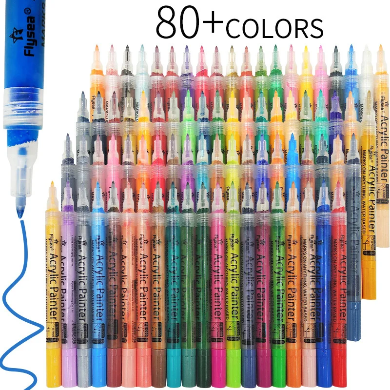 40/50/80 Colors Fine Acrylic Marker Pen Hand Painted Graffiti Stone Ceramic DIY Drawing Writing Tool Pens | Канцтовары для офиса и