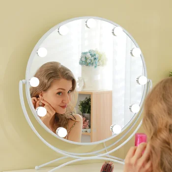 

Makeup Vanity Mirror with Light Hollywood Style Touch Screen Cosmetic Mirror with Dimmable LED Bulbs 3 Color Lighting Round