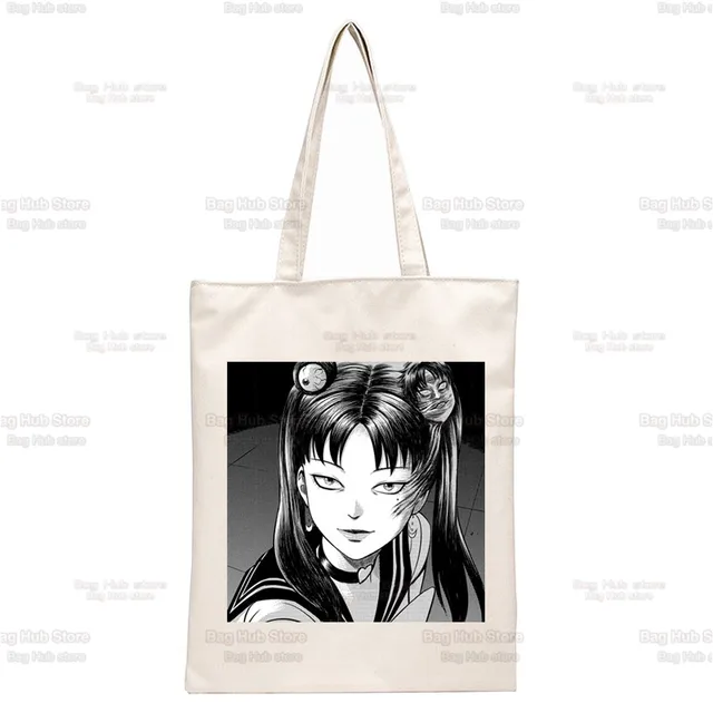 Japan Manga Junji Ito Tomie Shintaro Kago Graphic Hipster Cartoon Print Shopping Bags Girls Fashion Casual Pacakge Hand Bag N2257A