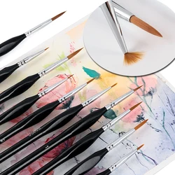 Lot de 10 stylos de peinture à l'aquarelle pour enfants, Triangle, queue longue, crochet, Nylonhair, brosse de ligne, outil d'art, papeterie d'art, DIY bricolage 