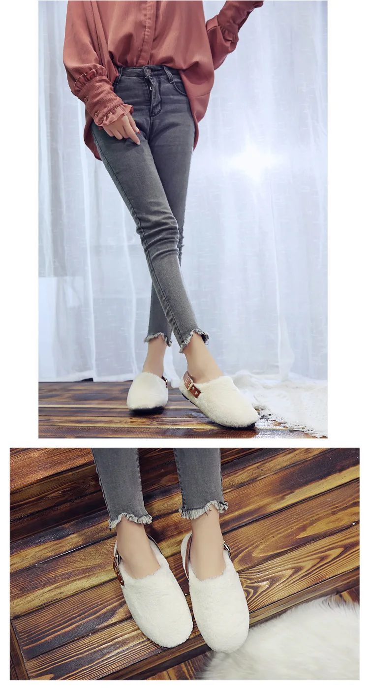 Весенне-осенние туфли на плоской подошве; женская обувь; Zapatos de mujer; модные короткие плюшевые туфли с закрытым носком
