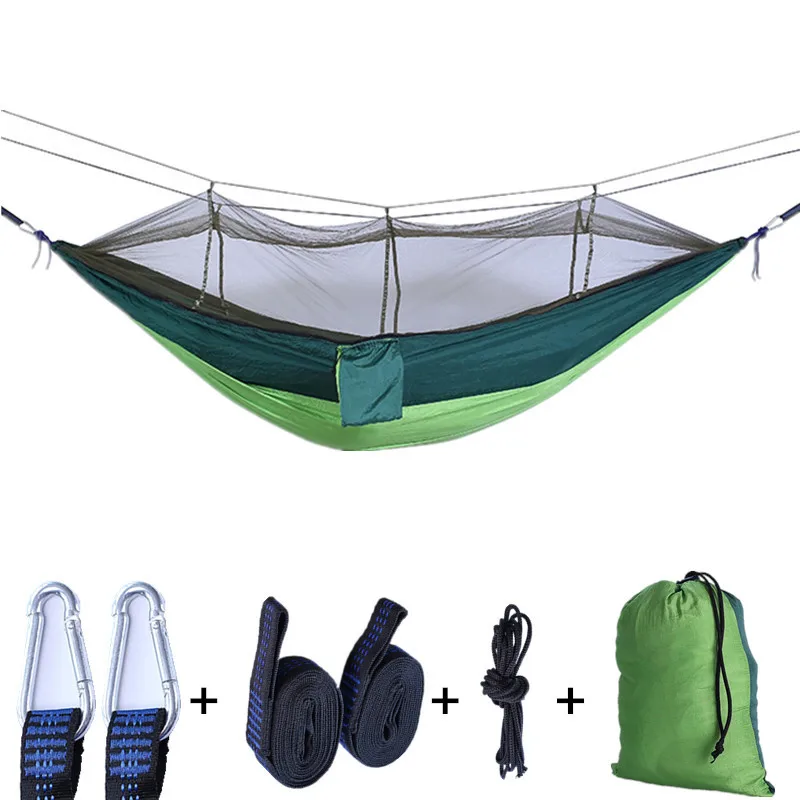 

[Wolf E] Double Nylon Mosquito Net Hammock Outdoor Camping Swing Outdoor Portable Anti-mosquito Hammock