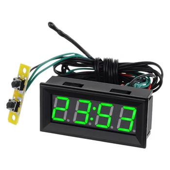 

0.56 Green LED Clock Voltage Temperature Digital Display Thermometer Voltmeter Electrical Thermal Sensors - Green Light