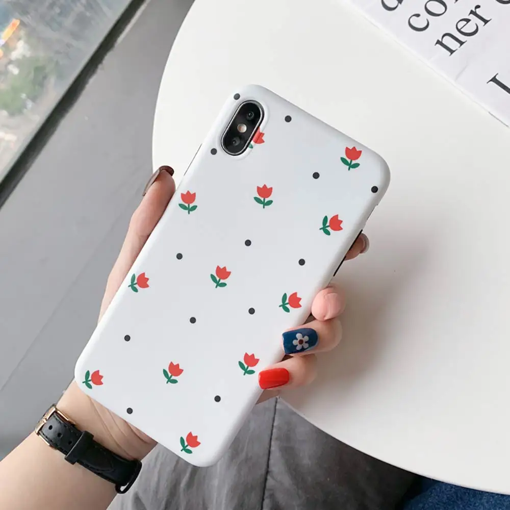 Милый мультяшный цветок чехол для iPhone 7 8 Мягкий ТПУ чехол для телефона для iPhone XR XS Max ультра-тонкий розовый задняя крышка для iPhone 6S Plus - Цвет: White