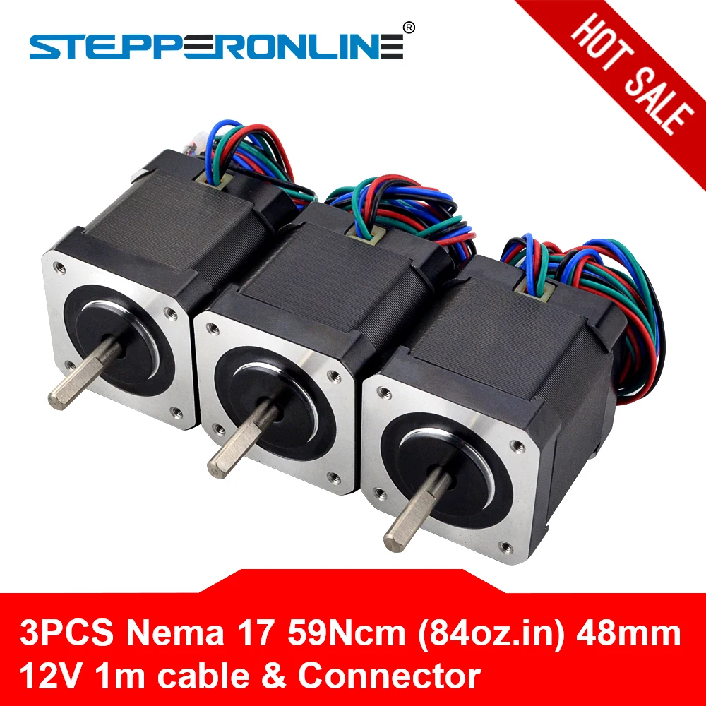 ¡Envío Gratis! Nema 17 paso a paso Motor 48mm 59Ncm/84oz en 4-plomo 42 Motor Nema17 de Motor paso a paso 2A 1m Cable para DIY 3D impresora Robot CNC