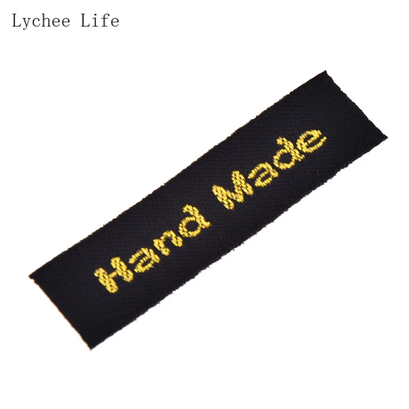 Lychee Life 100 шт./лот золотой цвет моющаяся тканая Этикетка одежда бирки для Швейное Ремесло «сделай сам»