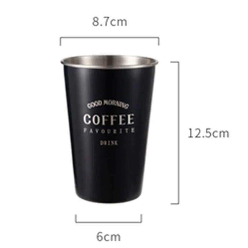 Style C Cup Новинка 500 мл черная кофейная кружка из нержавеющей стали с крышкой с креативным буквенным узором для путешествий, кемпинга, чая, молочные чашки для дома, офиса, школьный подарок - Цвет: Style C Cup