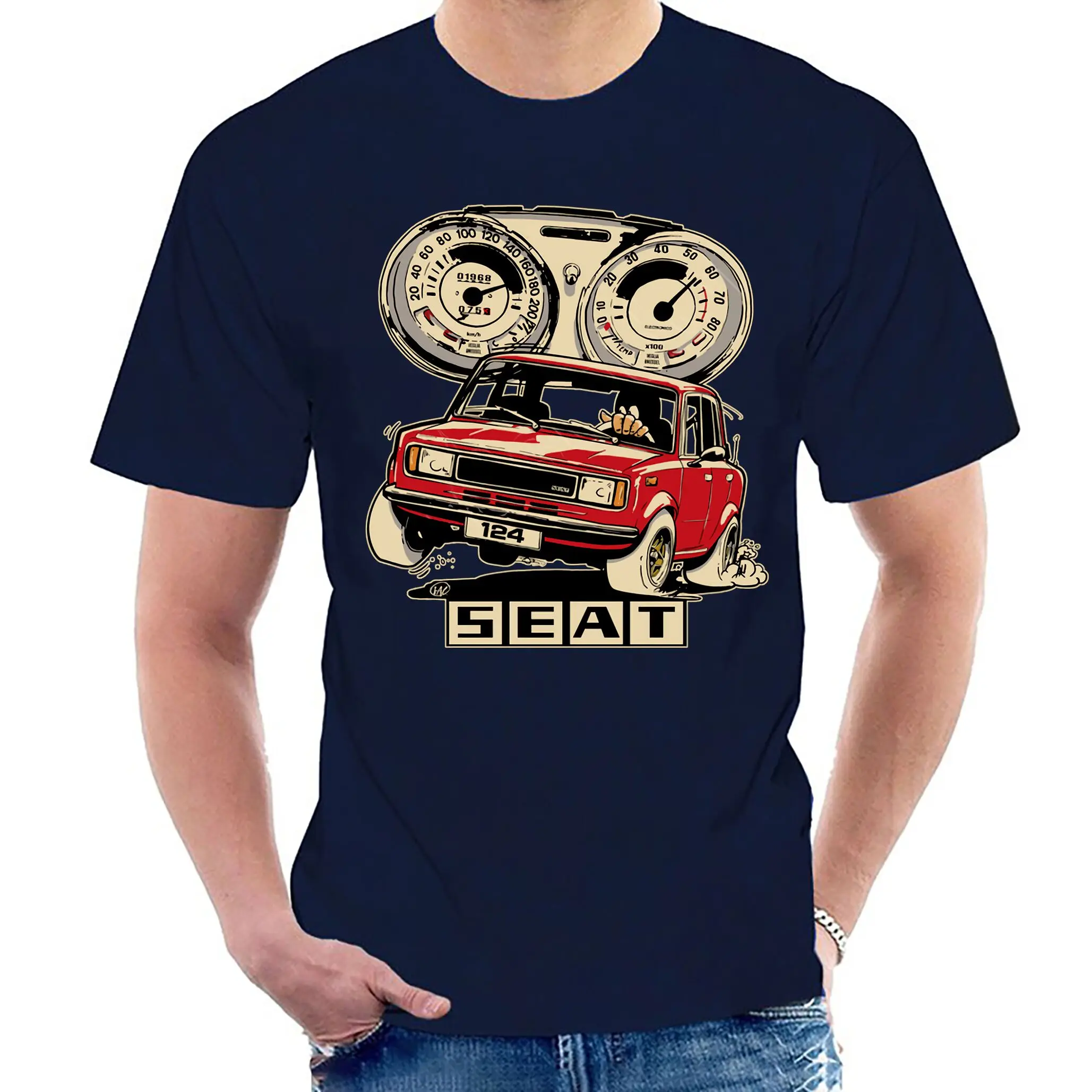 Spain SEAT 124 ROJO T-Shirt. Summer Cotton O-Neck Short Sleeve Mens T Shirt New S-3XL