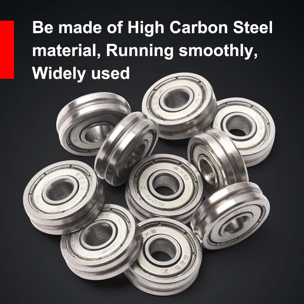 10Pcs/lot 5*16*5mm 625ZZ Miniature Ball Bearing V Groove Double Shielded Pulley Bearing High Carbon Steel Rail Track Bearings
