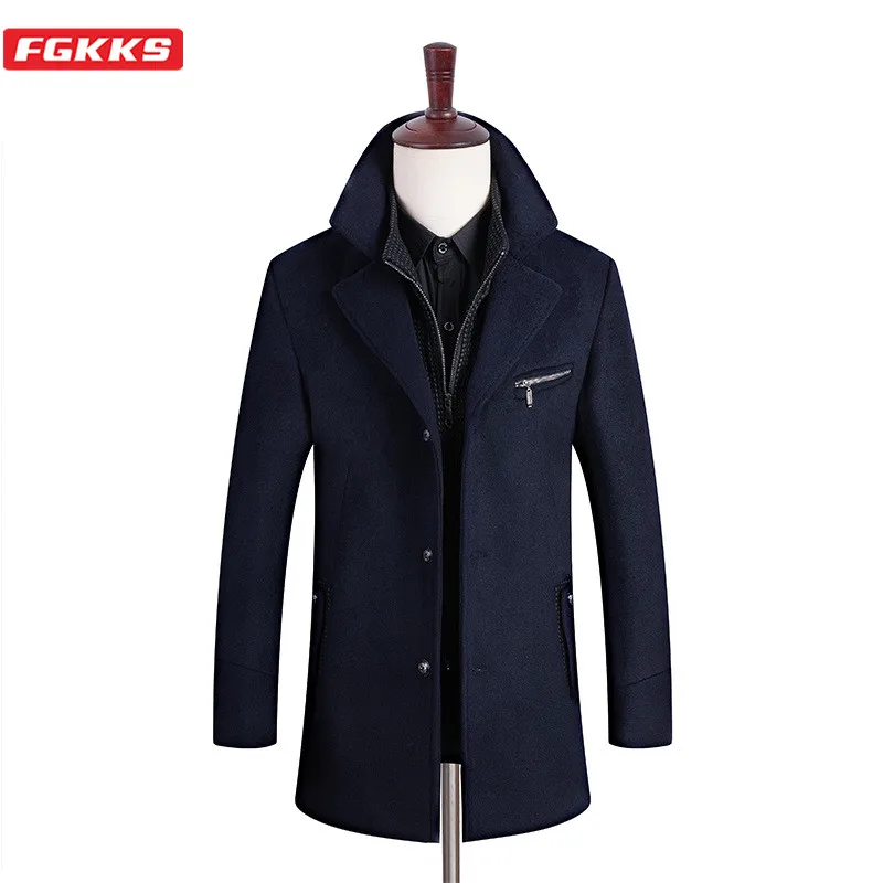 FGKKS Winter New Men Wool Blend Coats Men's Lapel Thicken Overcoat Brand Clothing Business Wild Wool Coat Male FGKKS Winter New Men Wool Blend Coats Men's Lapel Thicken Overcoat Brand Clothing Business Wild Wool Coat Male