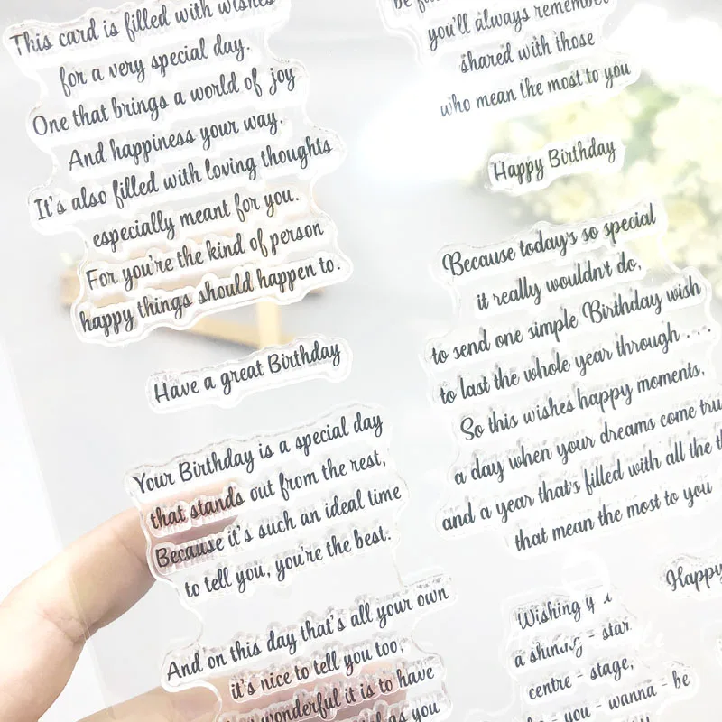Alinacutle CLEAR STAMPS Birthday Sentiment Scrapbooking Card Album Paper Craft Rubber Roller Transparent Silicon Clear Stamp Clear Stamps Clear Rubber Stamps