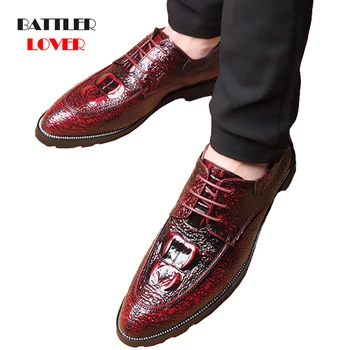 

Genuine Leather Formal Shoes for Men Crocodile Pattern Shoes Pointed Toe Casual Party Office Oxford Shoes Male Zapatos De Hombre