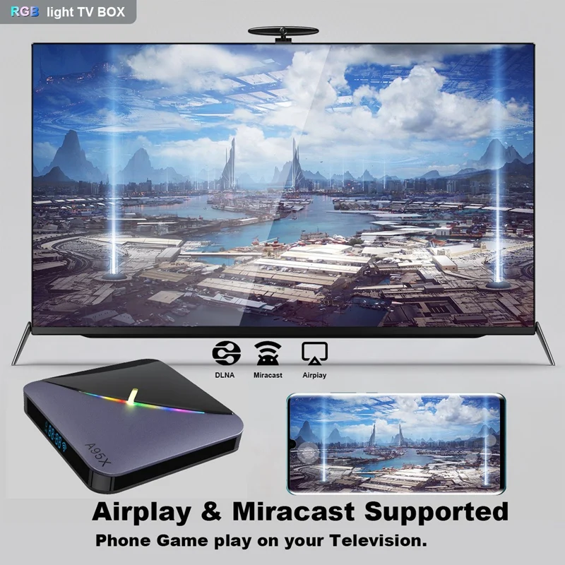 A95X F3 S905X3 RGB светильник Smart Android tv Box Android 9,0 поддержка Plex 4K Airplay& Miracast Mali-G31 приставка