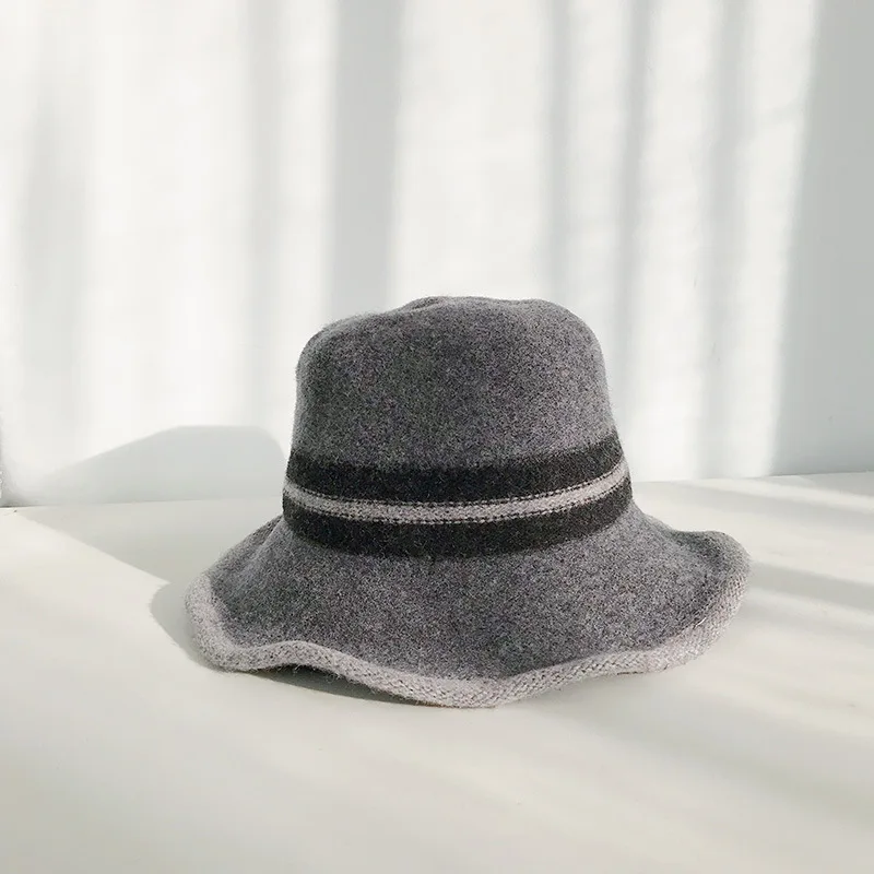 Big Brime Bucket Hat Panama Women Men Winter Sun Hat For Girl Fashion Outdoor Hip Hop Cap Men Panama Keep warm - Цвет: dark grey