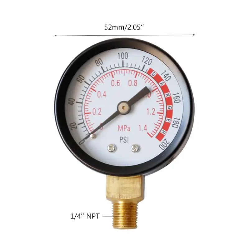 0-200 PSI манометр Воздушный для воздушного бака 1/8 &quotNPT Нижнее крепление 0-1 4 МПа |