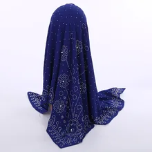 Pañuelo cuadrado musulmán de Chifón con perlas para mujer, nuevo estilo nacional, 105x105cm, a la moda, venta al por mayor