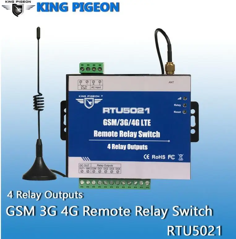 King Pigeon RTU5021 2G 3g 4G пульт дистанционного управления по SMS 4 Релейные выходы переключатель вкл/выкл SMS приложение таймер веб-IOT шлюзовый