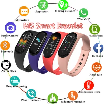 

M5 Smart Watch Women Bluetooth Call/Music Smart Band Waterproof Heart Rate Blood Pressure Men Health Wristband Smart Bracelet