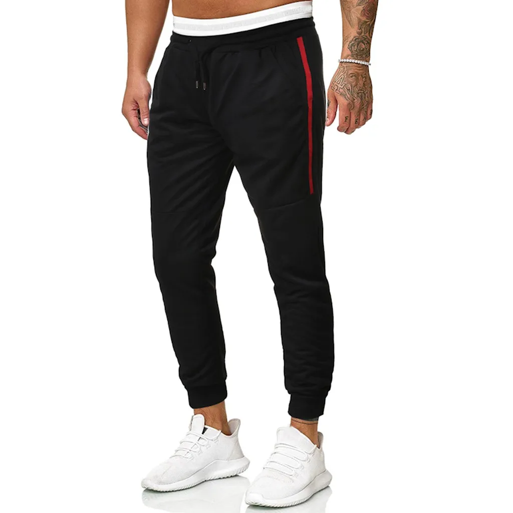 Повседневное брюки Для мужчин хлопок Slim Fit Мужские брюки Чинос; Новая модная Повседневное на открытом воздухе спортивные беговые штаны, длинные штаны с завязками