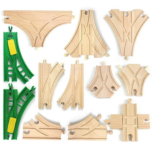 Beech Wood Track Train Toy Wooden Train Railway Track Set Accessories Assembly Toys For Children' Gift 4