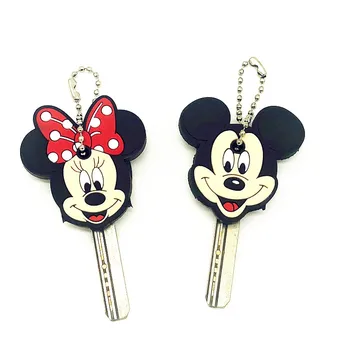 

1Pcs Cartoon Anime Cute Key Cover Cap Silicone Mickey Stitch Minnie Keychain Women Gift Key Chain Kids Bag Pendant Key Ring