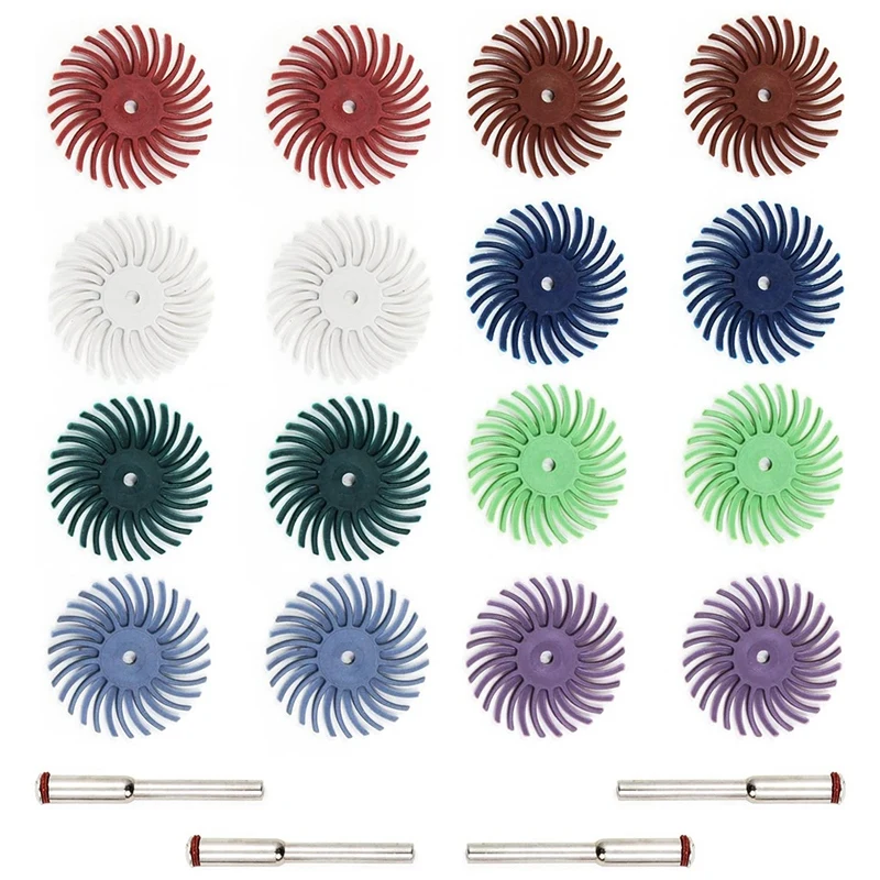16PCS Abrasive Brush Wheel Radial Bristle Disc Mixed Buffing Brushes Set with 4x Mandrels for Rotary Dremel Tool | Инструменты