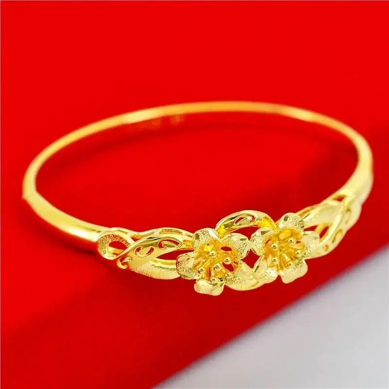 Женский браслет из 18-каратного золота с цветами | Украшения и аксессуары