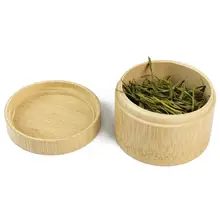 Round Bamboo Tea Box Natural Tea Jar Storage Holder Tea Caddies Mini Portable Wooden Matcha Container Organizer