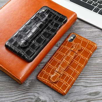 

BuzzLee for iPhone Xs Max XR X 8 Plus 7 Plus Genuine Leather Bamboo Pattern Phone Back Cover shell w/ Wrist Strap