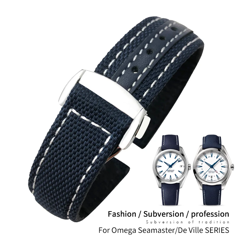 19mm 20mm Nylon Canvas Watch Strap For Omega Seamaster 300 AT150
