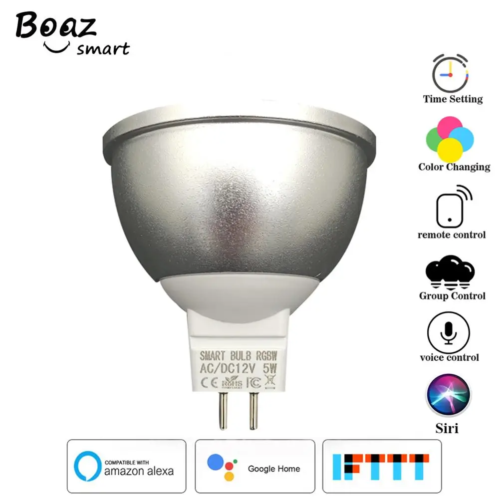 

Smart light bulb MR16 5W Led WIFI Bulb RGBCW Dimmable LED Spotlight Works with Amazon Alexa IFTTT Google home Tuya Smart Life