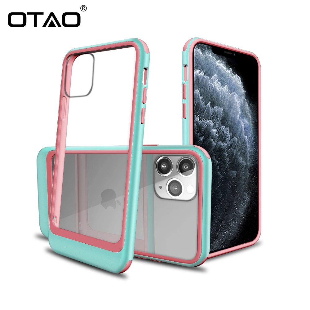OTAO Прозрачный чехол для iPhone 11 Pro X XR XS Max 7 8 Plus контрастный цвет s Жесткий ПК Защитный