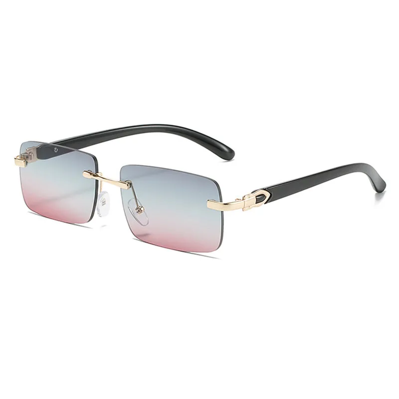 

New Rimless Sunglasses Men Gradient Color Ocean Lens Fashion Sun Glasses Women Square Retro Eyewear Female