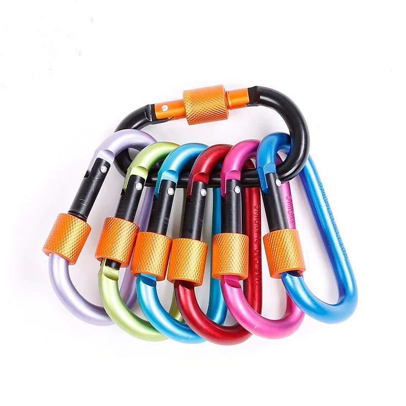 Hewolf Outdoor Multi-functional Mountain Climbing Buckle Hook Hanger D Type Aluminium Alloy Keychain Backpack Water Bottle Mount