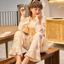 Lively and lovely cotton women's pajamas leisure and comfortable home clothes suit pajamas women