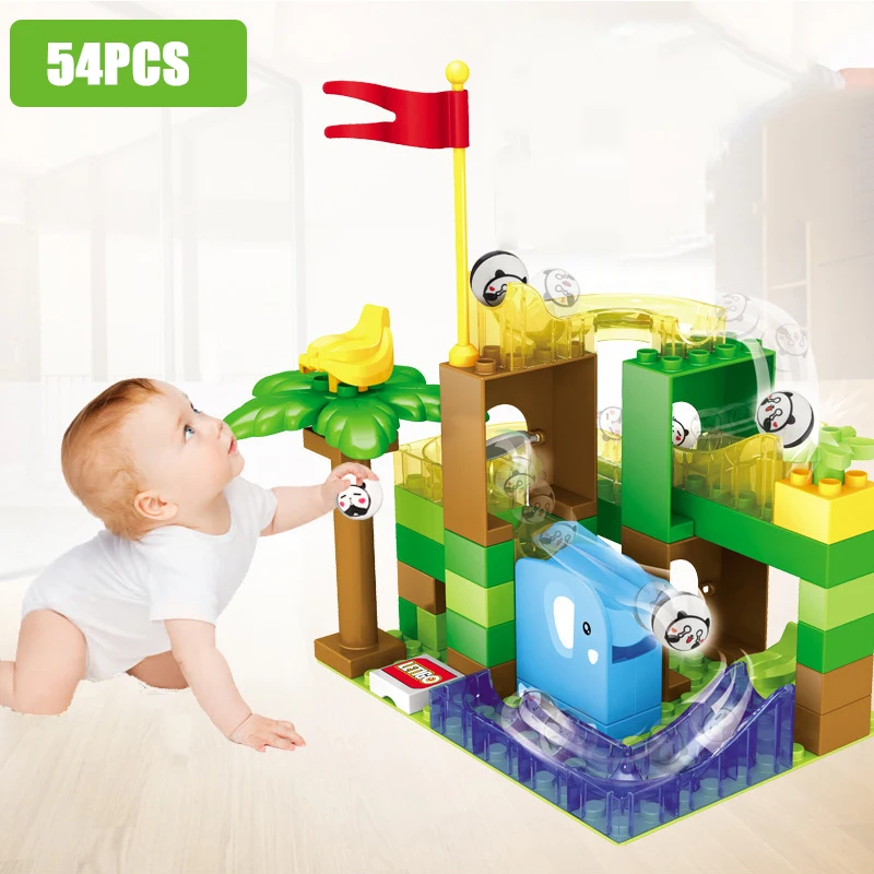 3 in 1 Marble Race Run Block Maze Ball Track Building Blocks Funnel Slide Blocks DIY Assembling Education Toys For Children - Цвет: 8801-3 54PCS