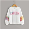 SHEIN Kiddie/белые свитшоты с буквенным принтом из искусственного меха; топы для детей; коллекция года; осенний милый пуловер с длинными рукавами и галстуком-бабочкой